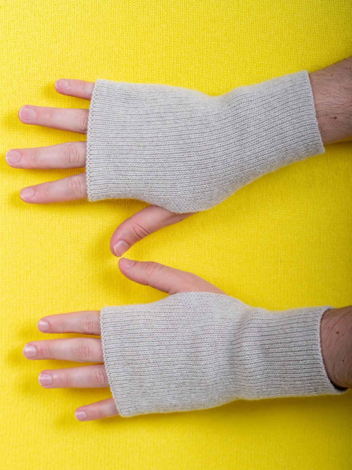 oatmeal knitted merino wool fingerless mittens - Woolkind
