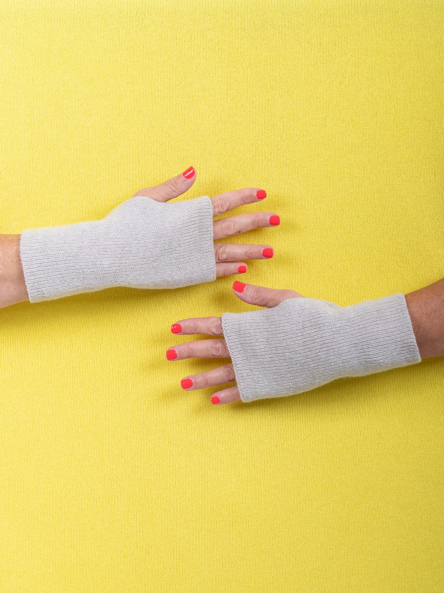 beige knitted merino wool fingerless mittens - Woolkind