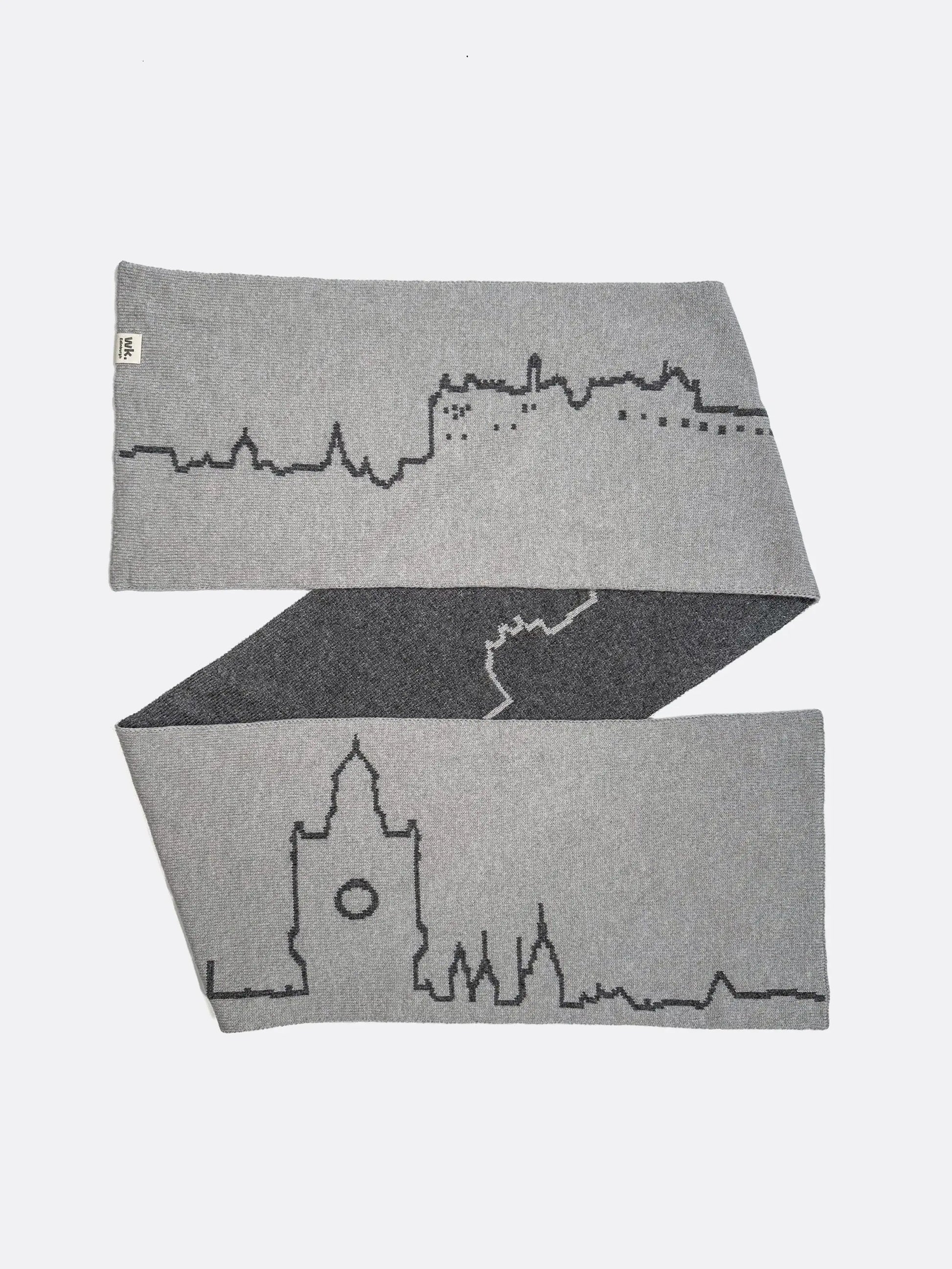 knitted edinburgh skyline knitted merino wool scarf - Woolkind