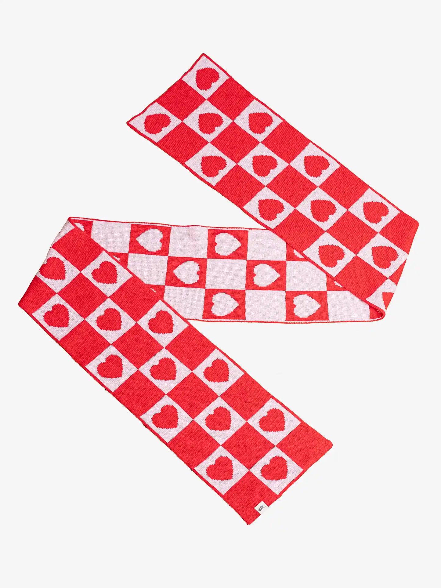 merino wool love heart scarf in red and white - Woolkind