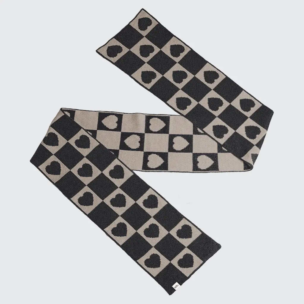 merino wool love heart scarf in navy and brown - Woolkind