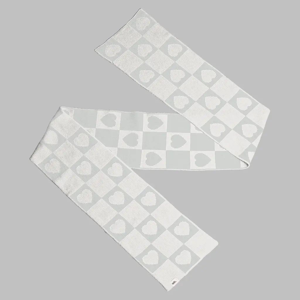 merino wool love heart scarf in white and grey - Woolkind