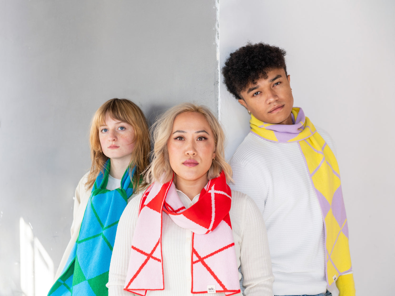 colourful argyle merino wool scarves - woolkind