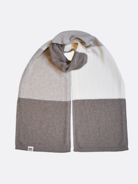 cream and beige merino wool block scarf - Woolkind