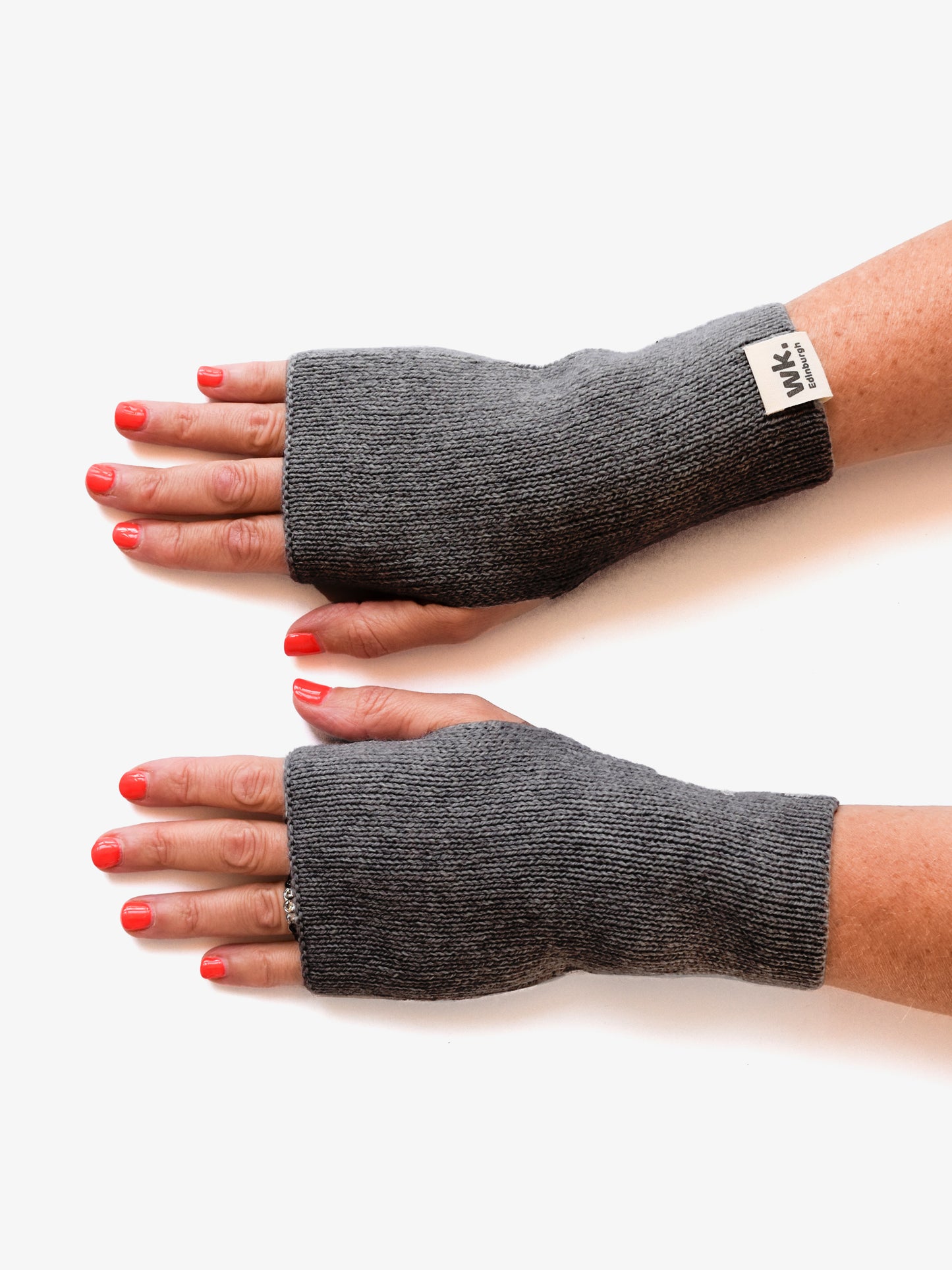 dark grey knitted merino wool fingerless mittens - Woolkind