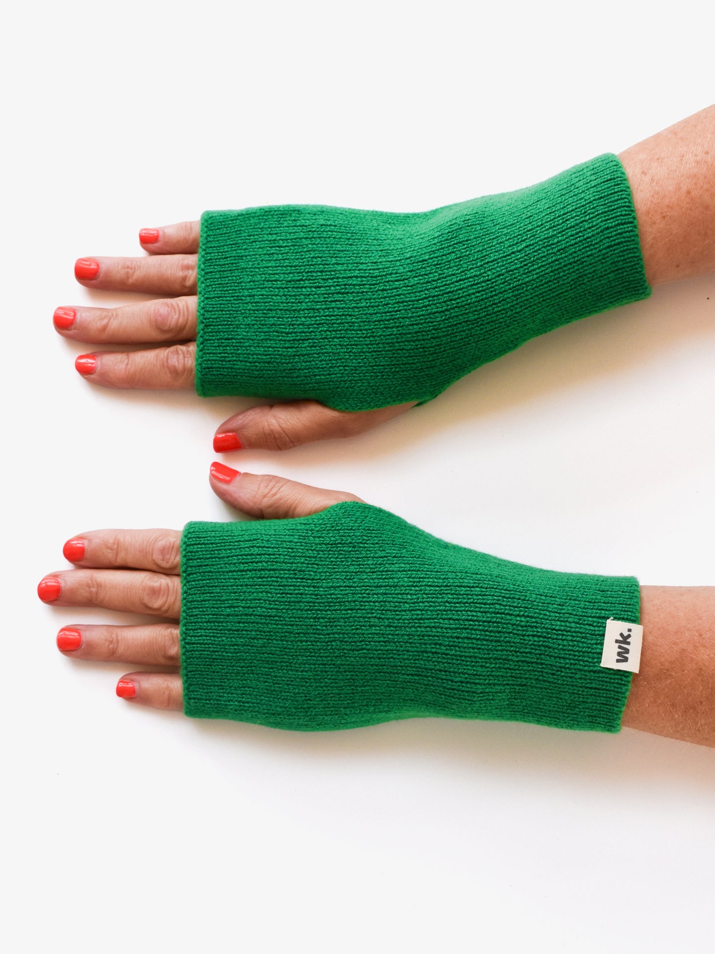 green knitted merino wool fingerless mittens - Woolkind
