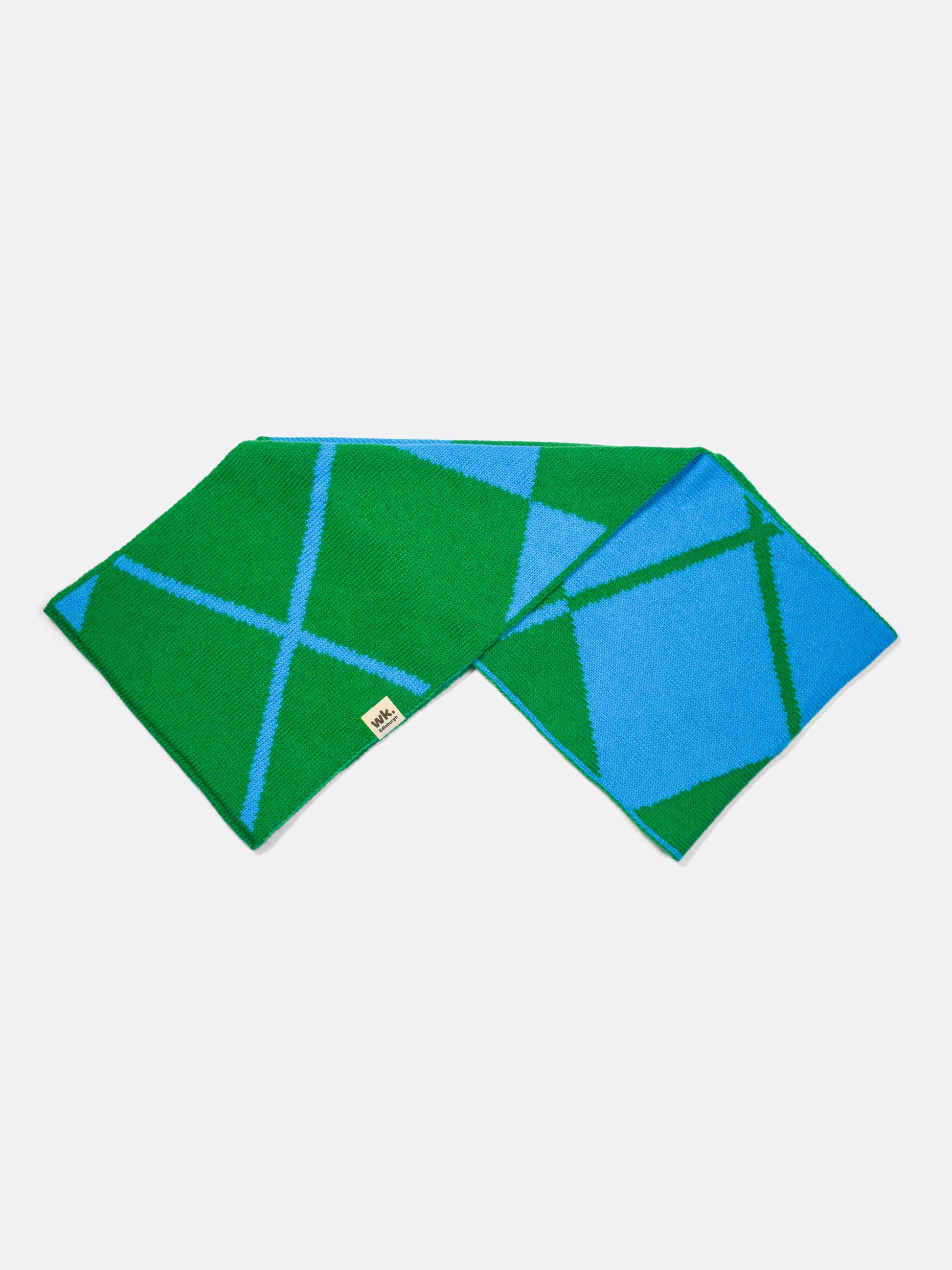 blue and green knitted argyle merino wool circle snood - Woolkind