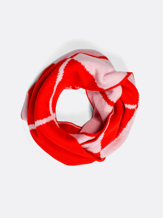 red and pink knitted argyle merino wool circle snood - Woolkind