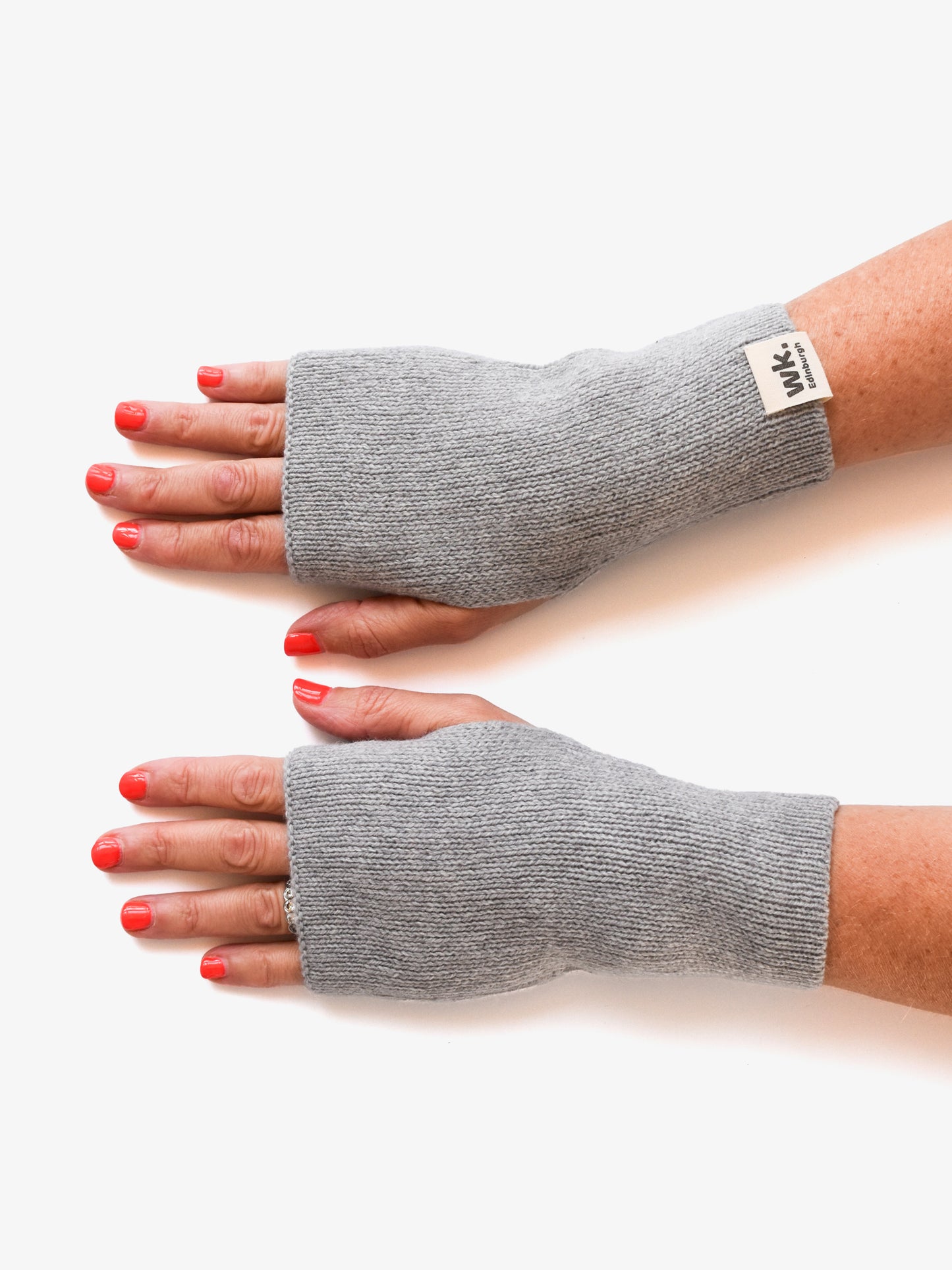 grey knitted merino wool fingerless mittens - Woolkind