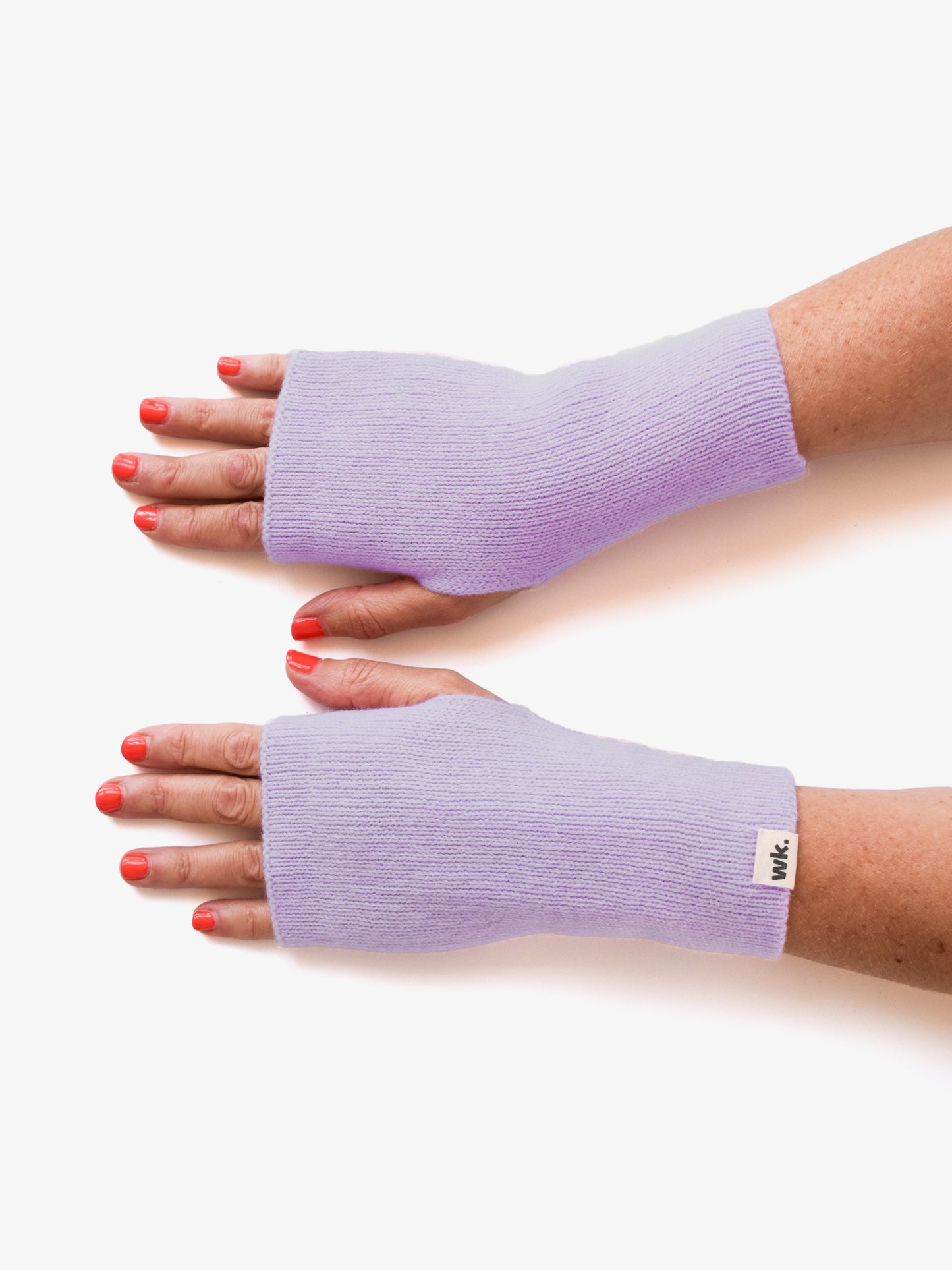 lilac knitted merino wool fingerless mittens - Woolkind