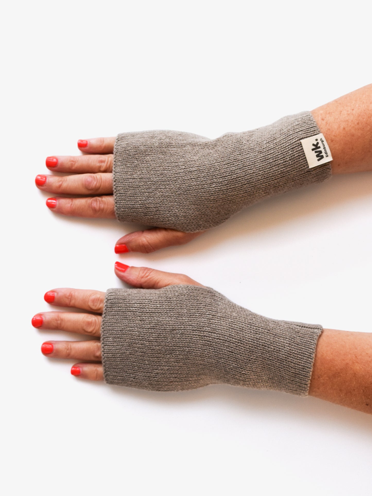 brown knitted merino wool fingerless mittens - Woolkind