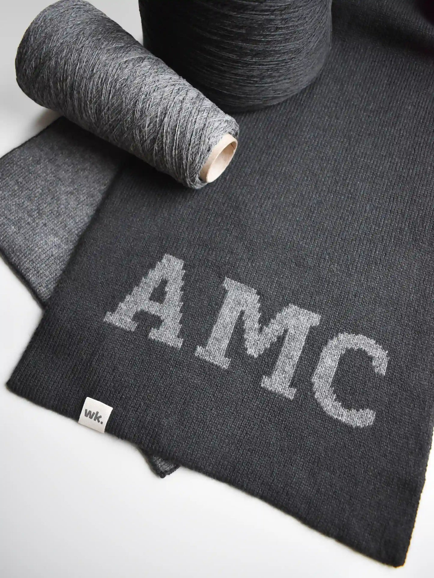 black and grey personalised initials merino wool scarf - woolkind