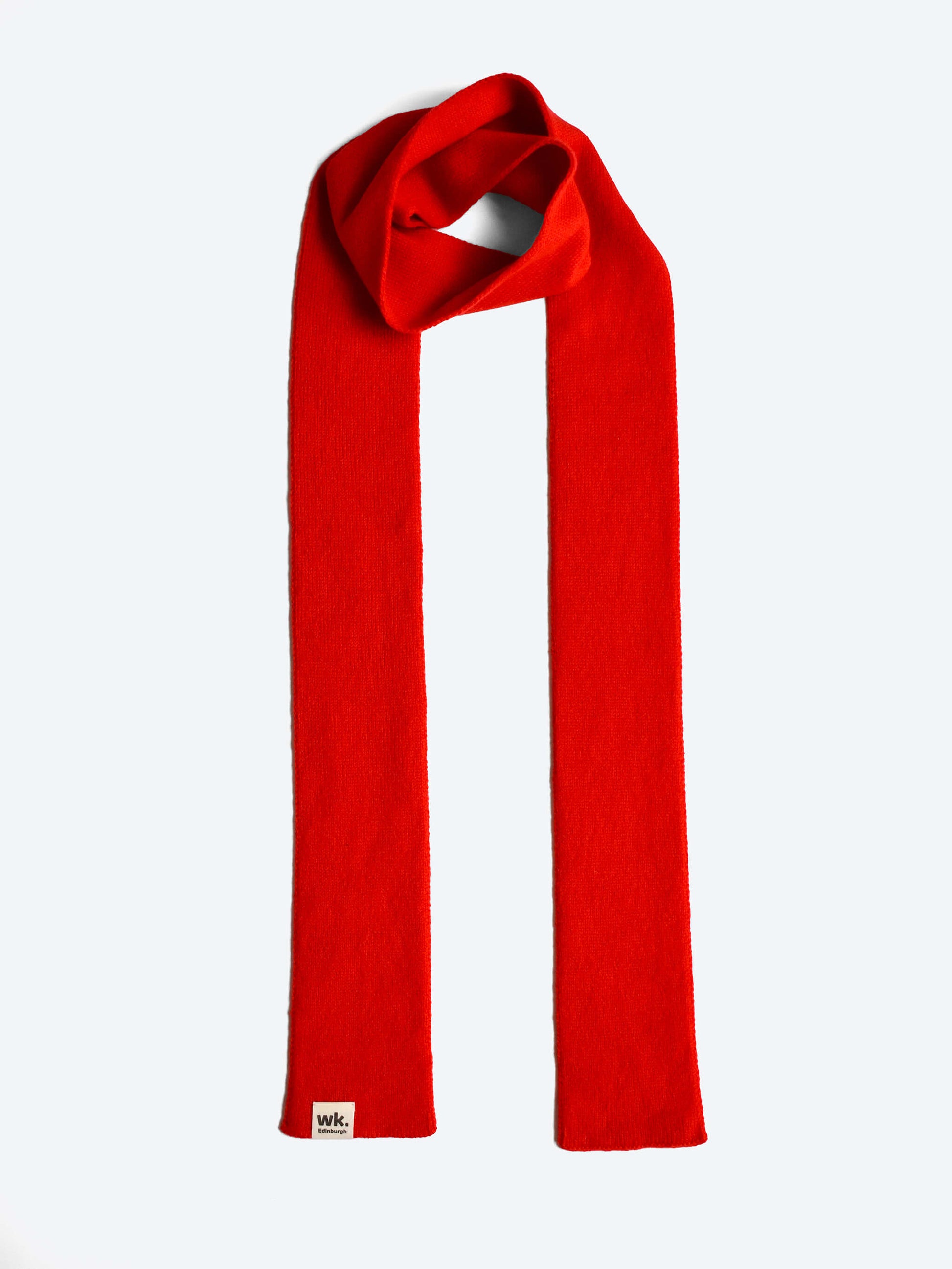 skinny thin merino wool colour block scarf in red - woolkind