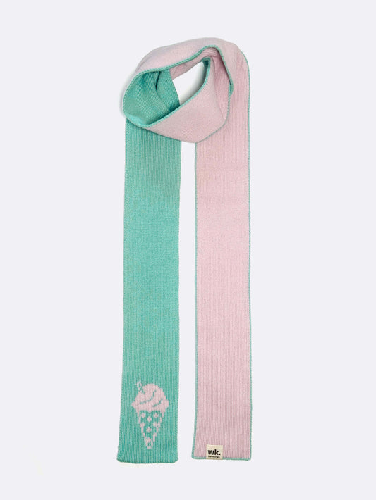 pink and blue merino wool ice cream scarf - woolkind