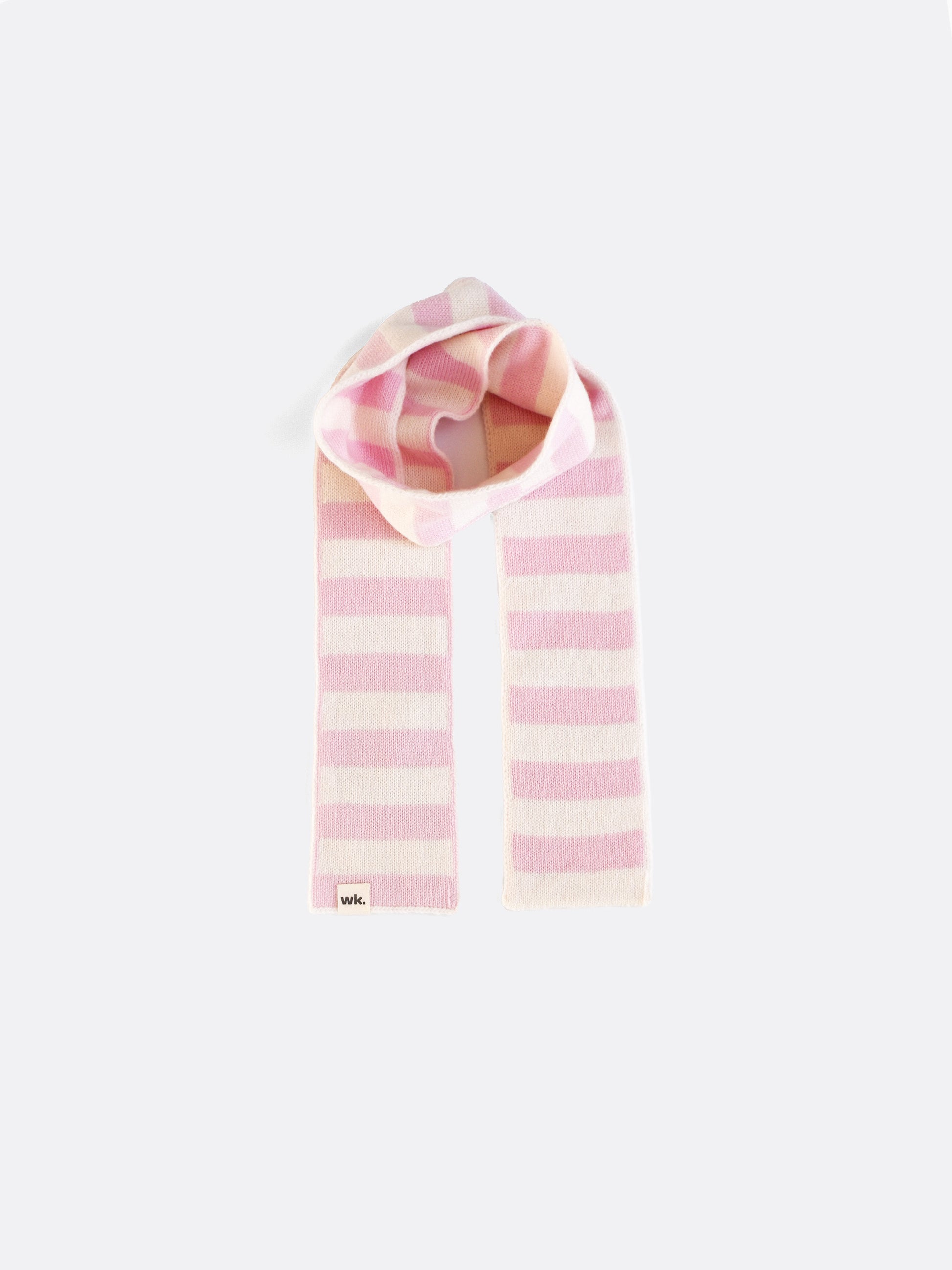 skinny thin merino wool striped neck scarf in pink - woolkind