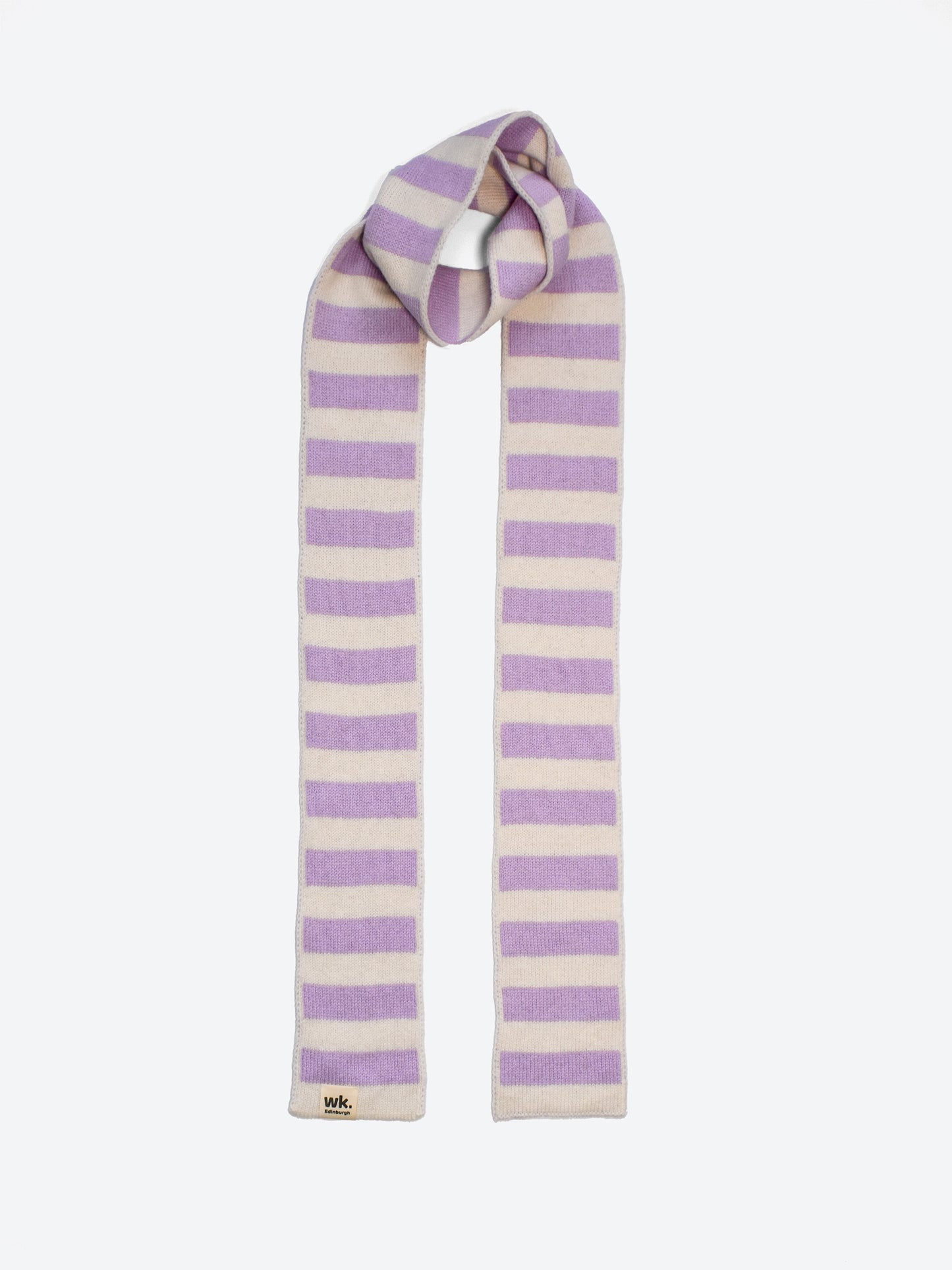lilac and cream skinny narrow merino wool stripe scarf - Woolkind