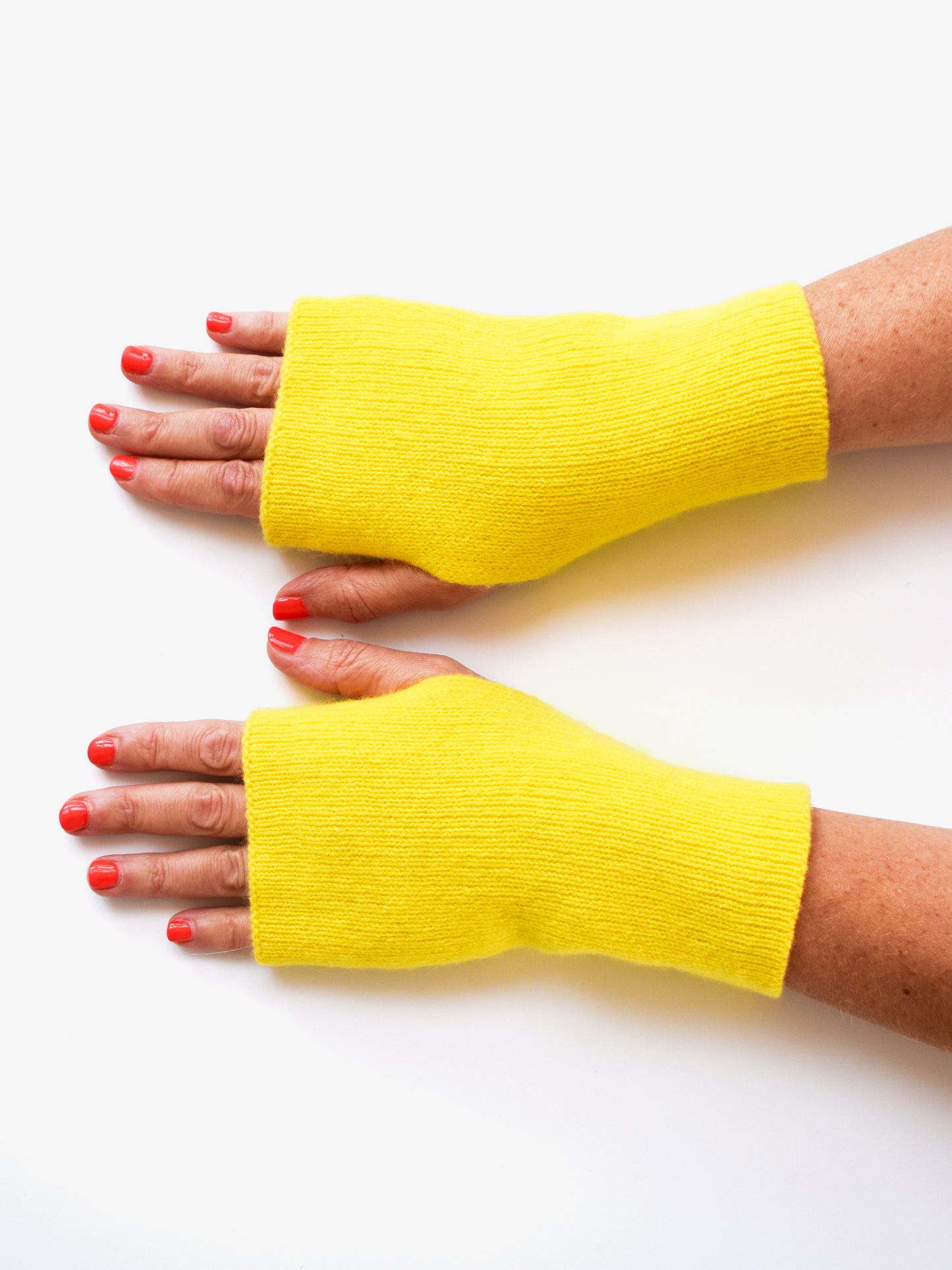 yellow knitted merino wool fingerless mittens - Woolkind