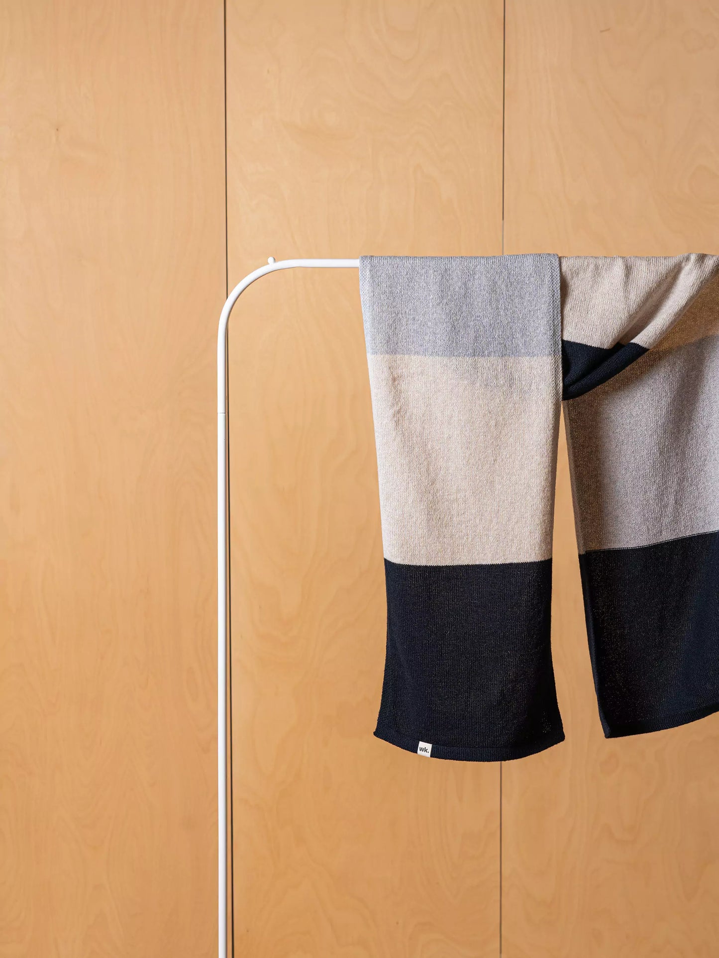 Misfits - The 3-Block Scarf - Dark Navy, Oatmeal Brown & Mist Grey - Woolkind