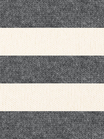 dark grey and cream merino wool stripe scarf