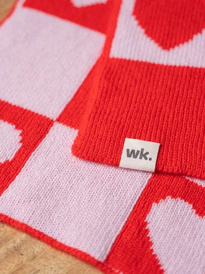 merino wool love heart scarf in red and white edging - Woolkind