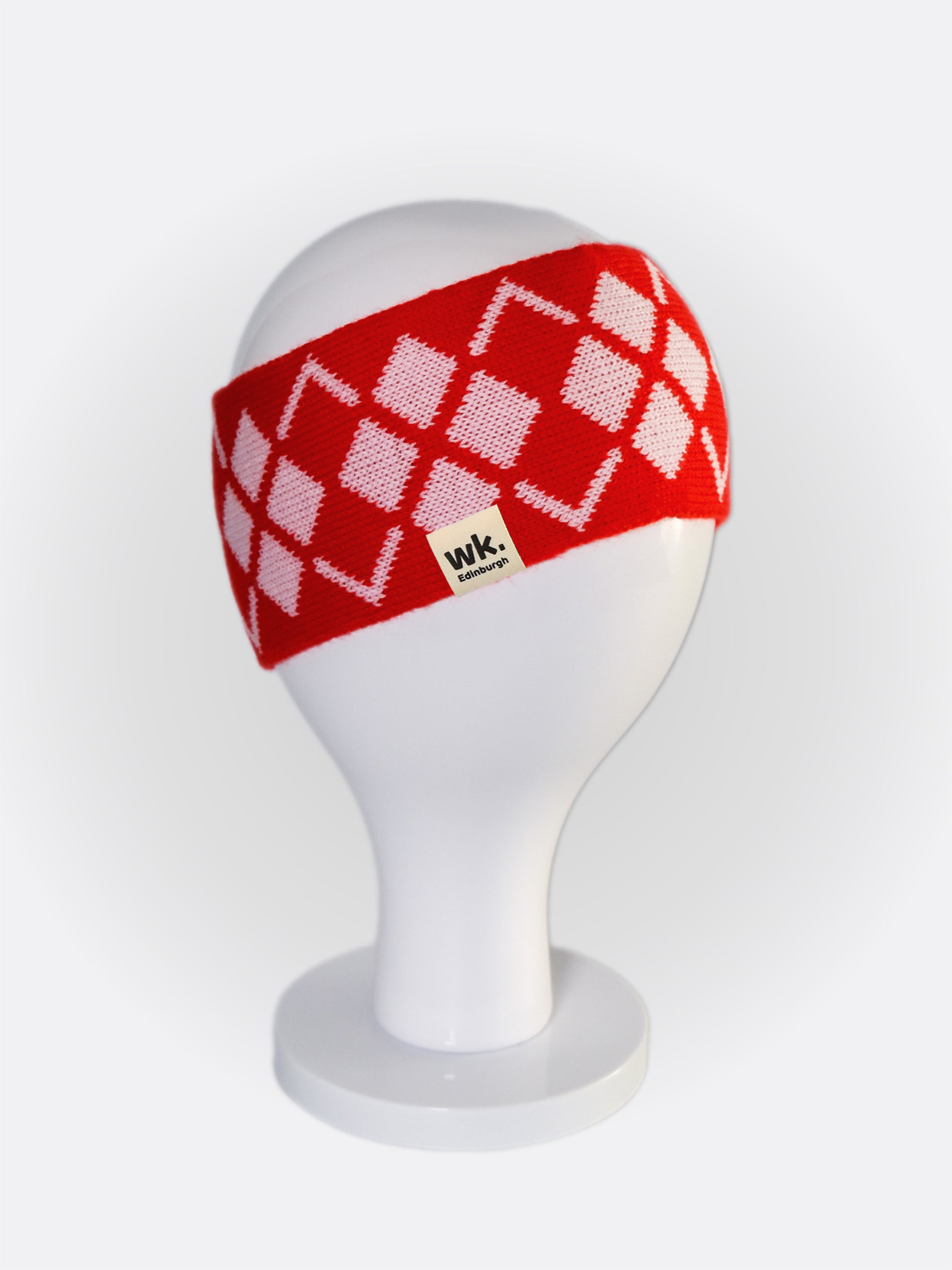 Scottish argyle wool head warmer in red and pink - Woolkind