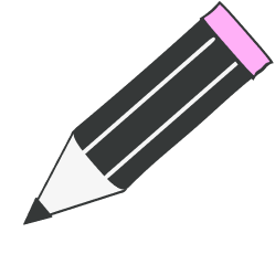 a black pencil with a pink eraser on the end