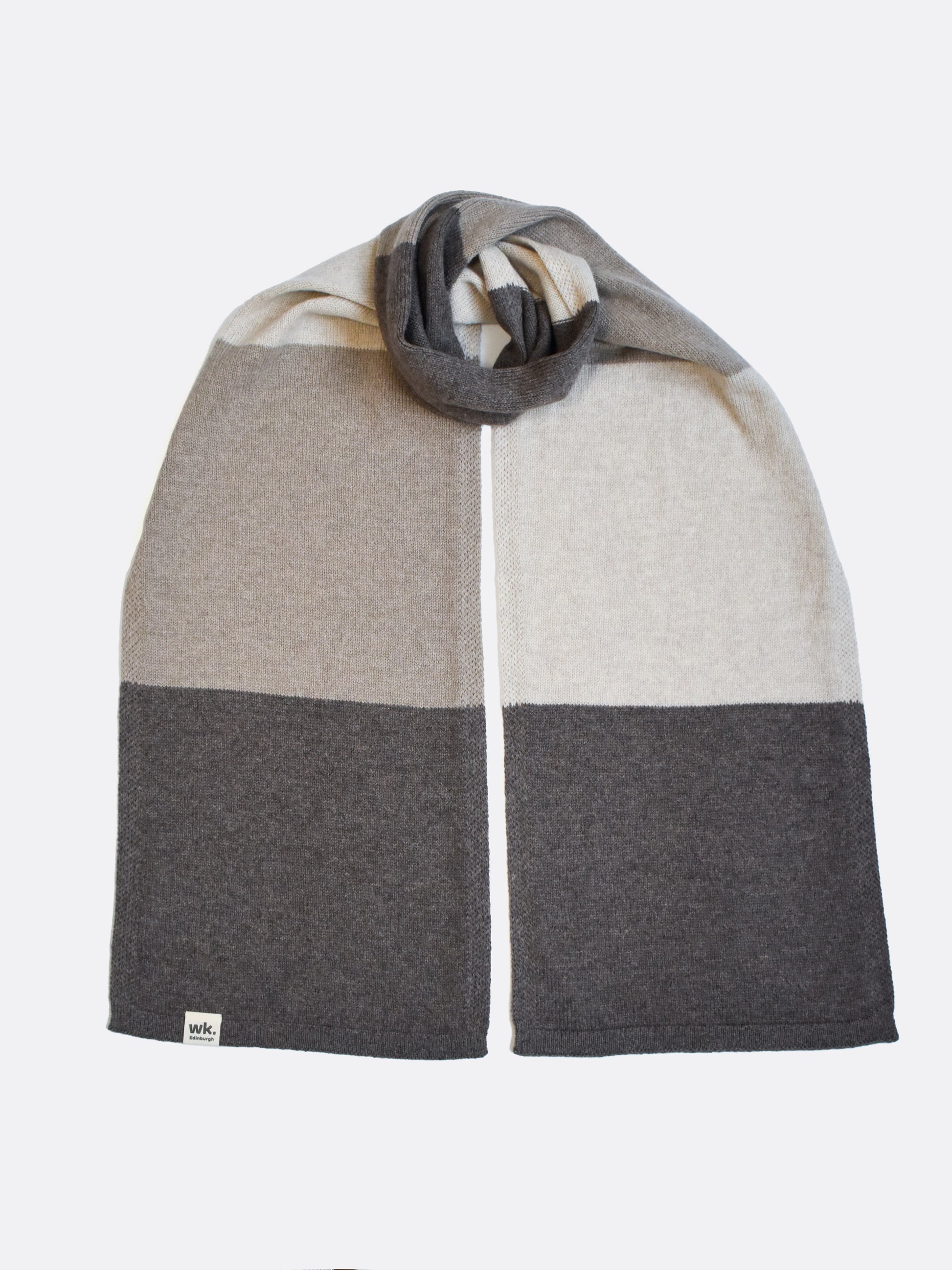 beige and brown merino wool block scarf - Woolkind