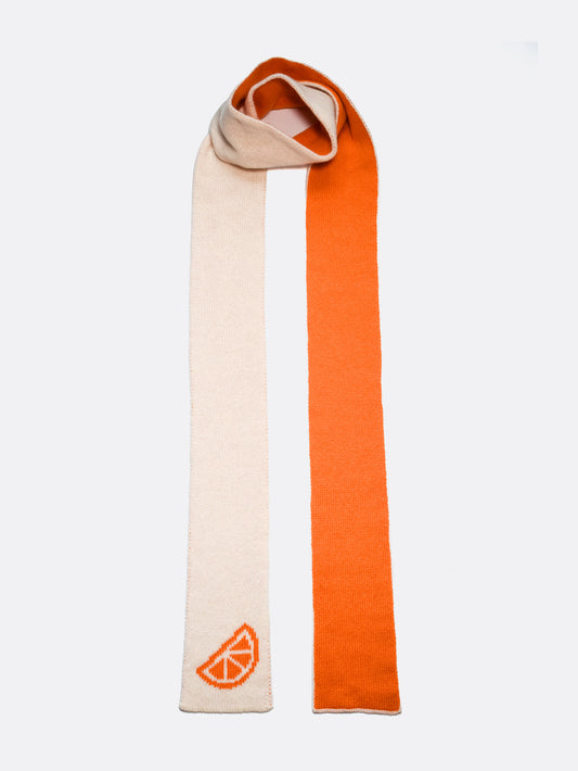 orange citrus segment skinny wool scarf - Woolkind
