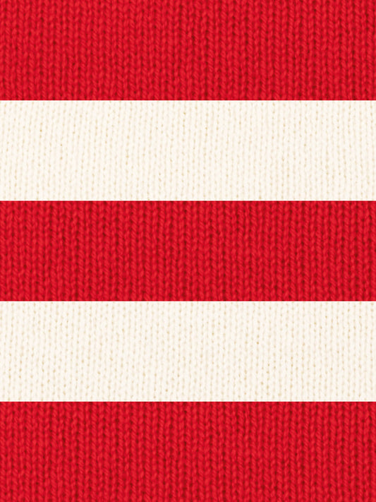 red and cream merino wool stripe scarf