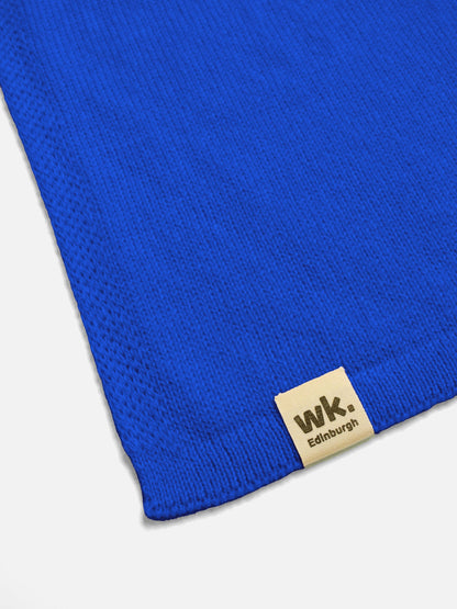 knitted royal blue merino wool swatch - Woolkind