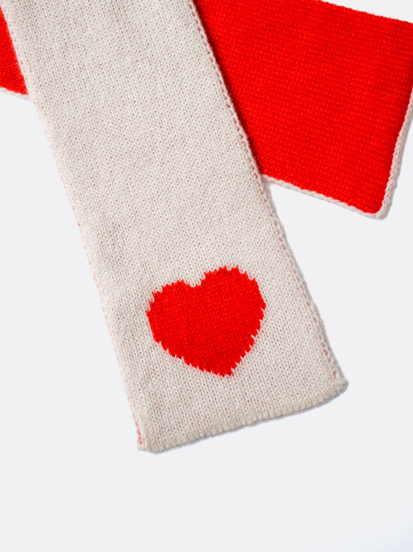 red love heart skinny wool scarf edge - Woolkind