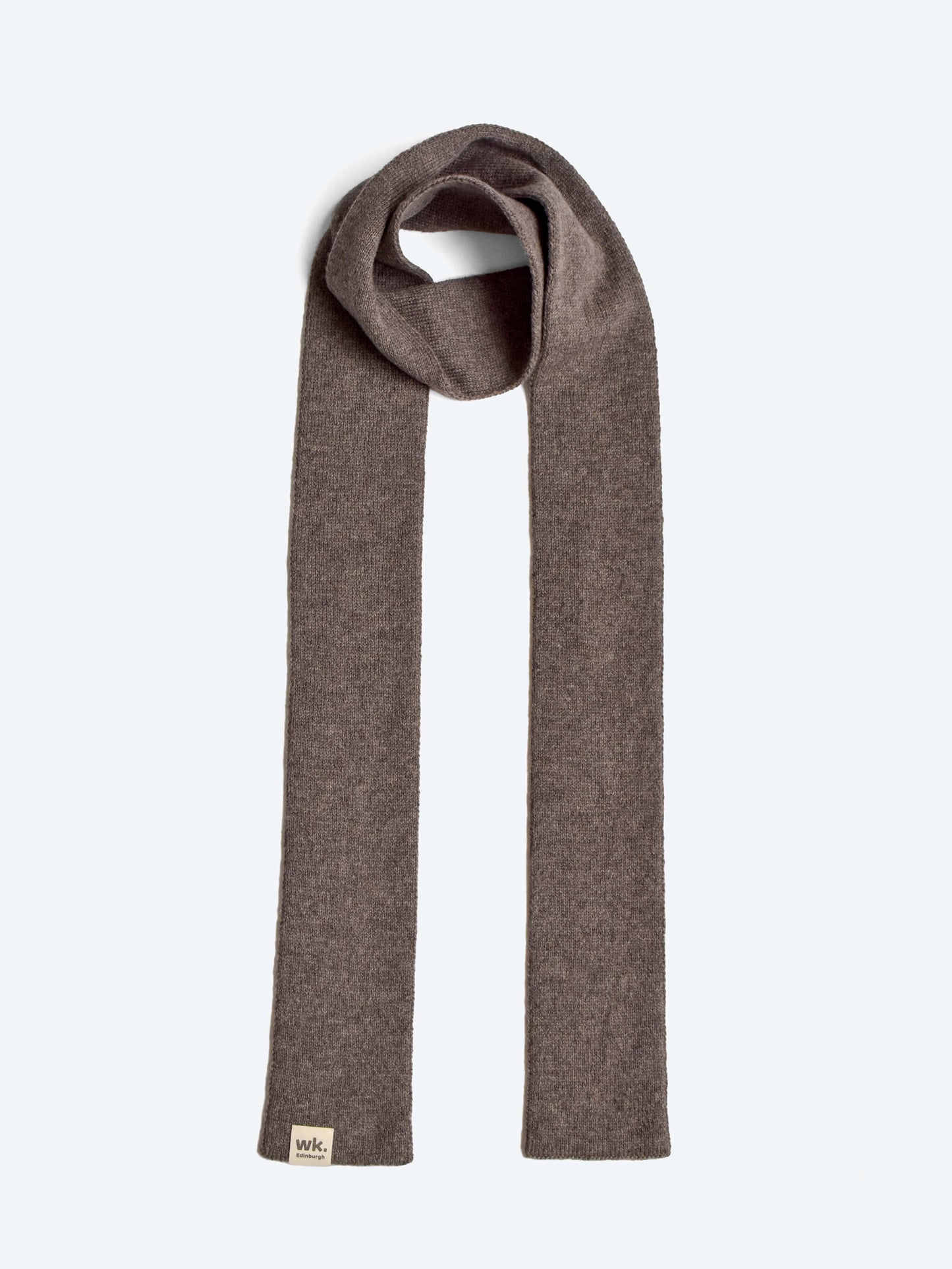 skinny thin merino wool colour block scarf in brown - woolkind