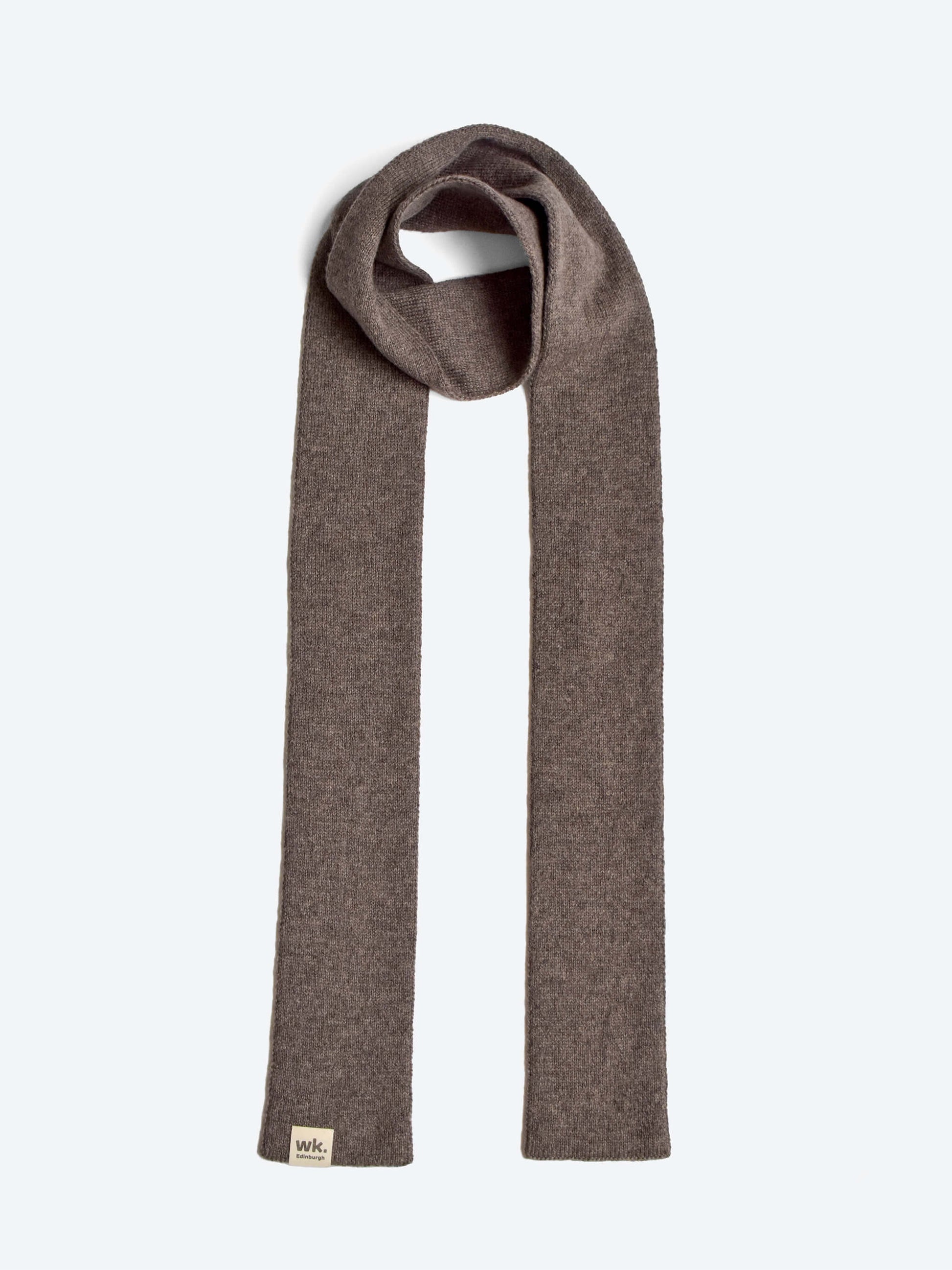 skinny thin merino wool colour block scarf in brown - woolkind