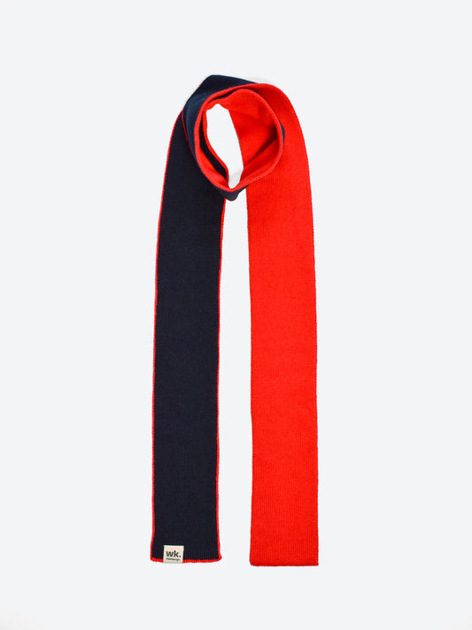 navy blue and red skinny narrow merino wool block scarf - Woolkind