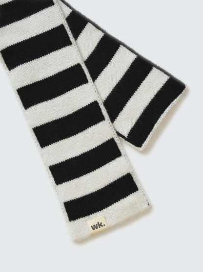 navy and cream skinny narrow merino wool stripe scarf - Woolkind