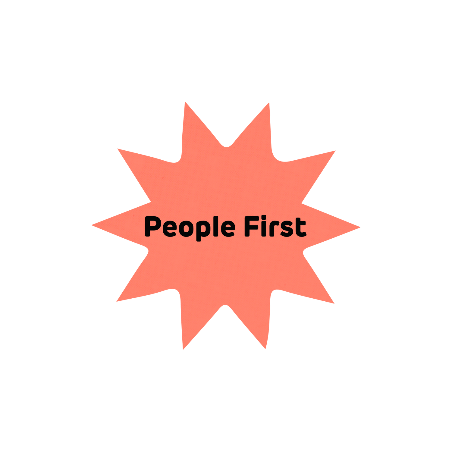 a red start with the words "people first" written in the centre