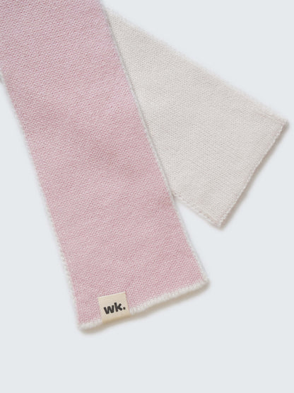 pink and cream skinny colour block merino wool scarf - Woolkind