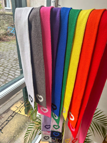 selection of skinny rainbow scarves