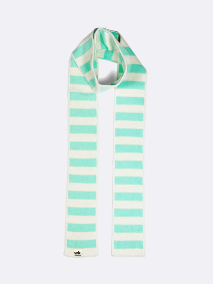 knitted skinny aqua merino wool scarf - woolkind