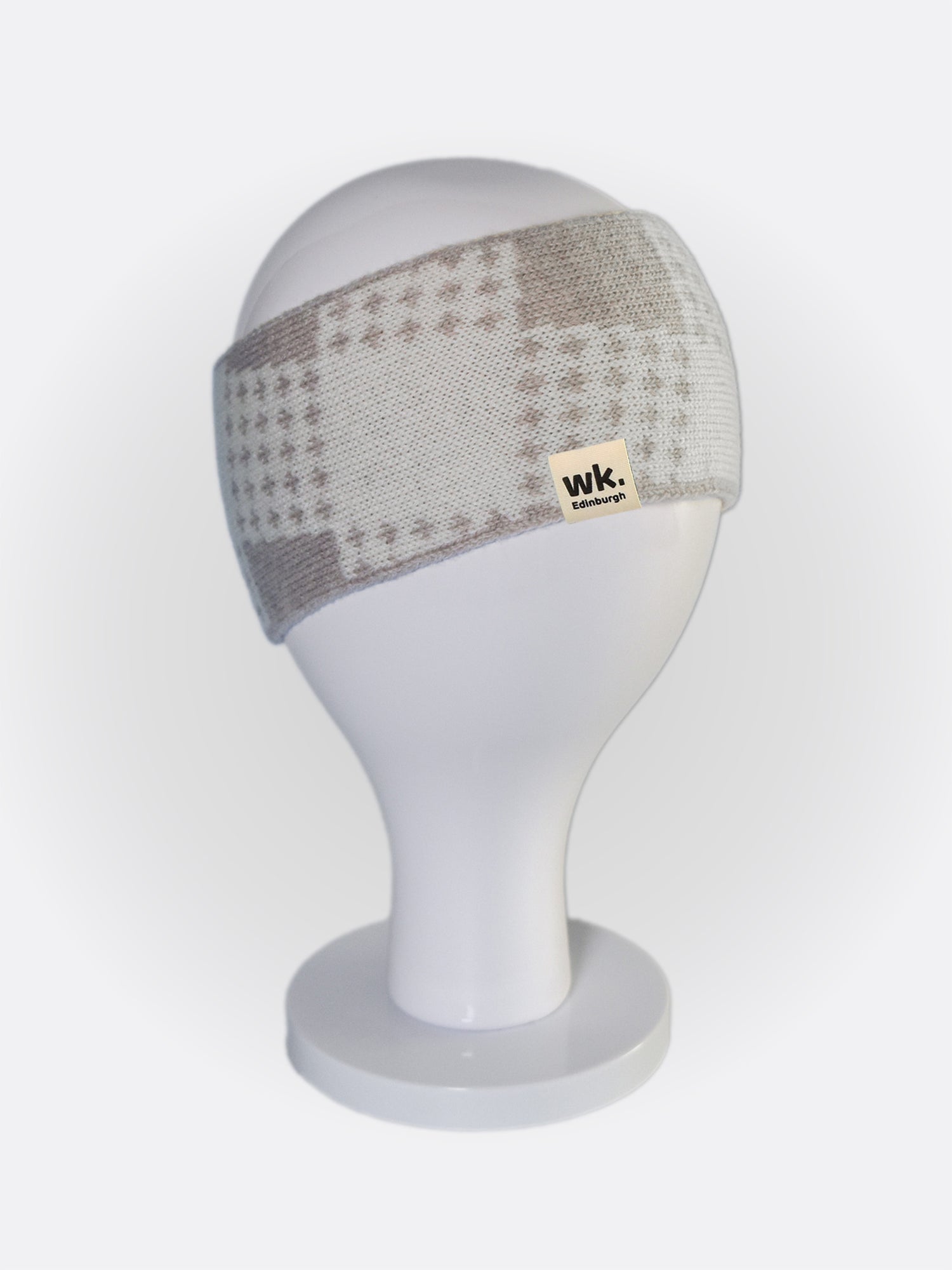 Scottish tartan wool head warmer in beige and cream - Woolkind