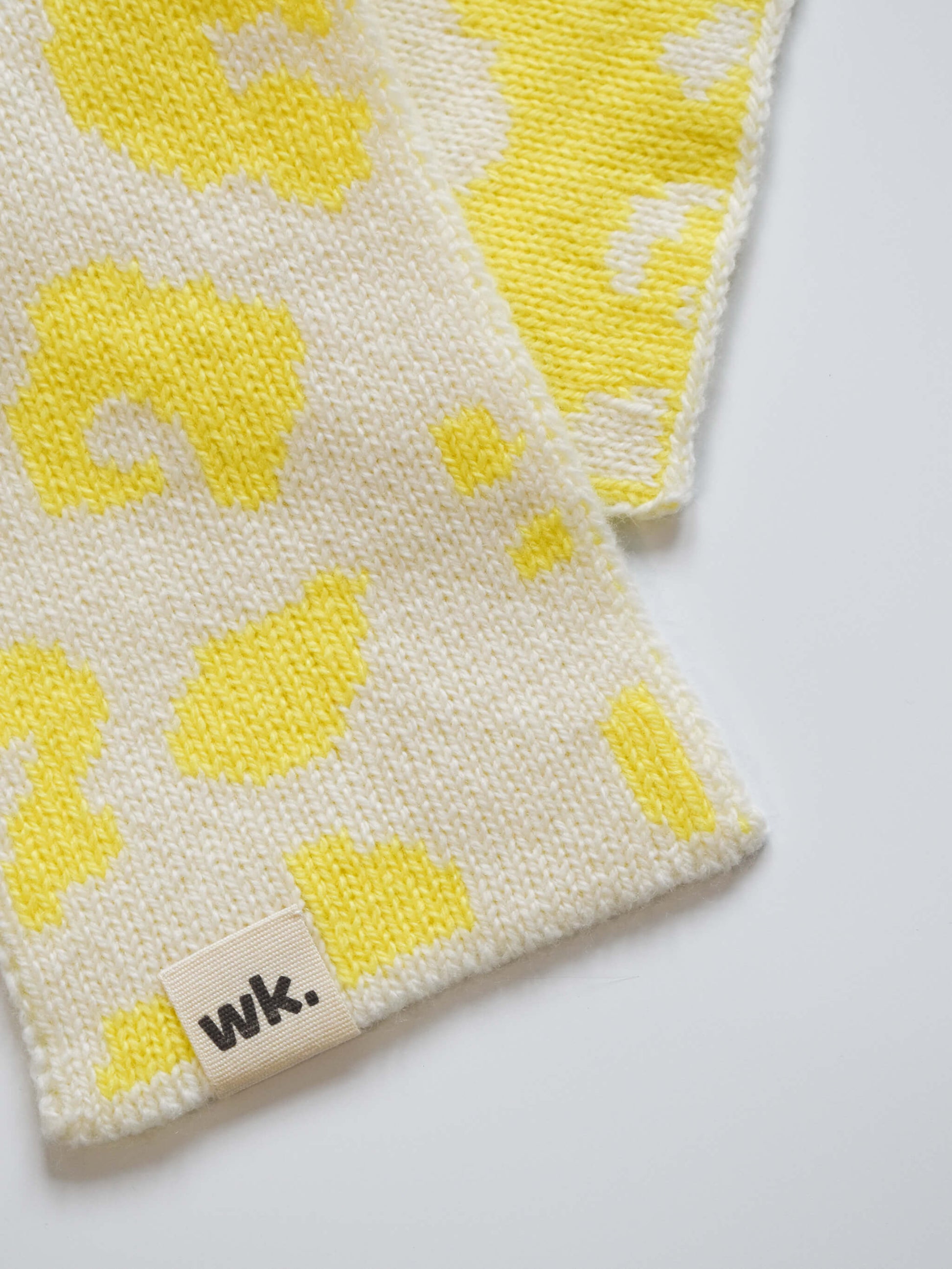 yellow and cream skinny merino wool leopard print scarf - Woolkind